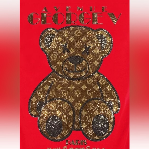 Avenue George V Paris Men's Red jogging suit Crystal teddy Tracksuit 2xl 3Xl - Picture 2 of 6